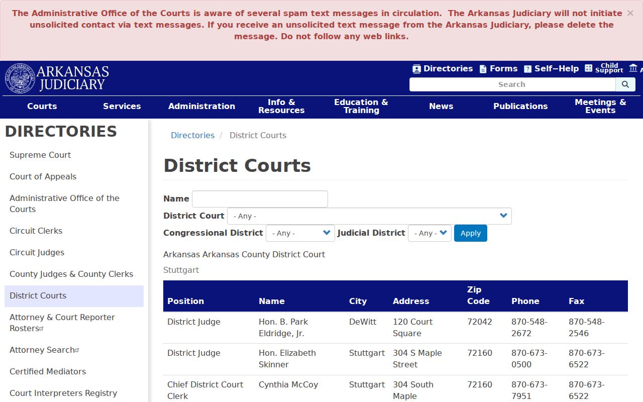 Searcy County criminal case records Arkansas district court directory