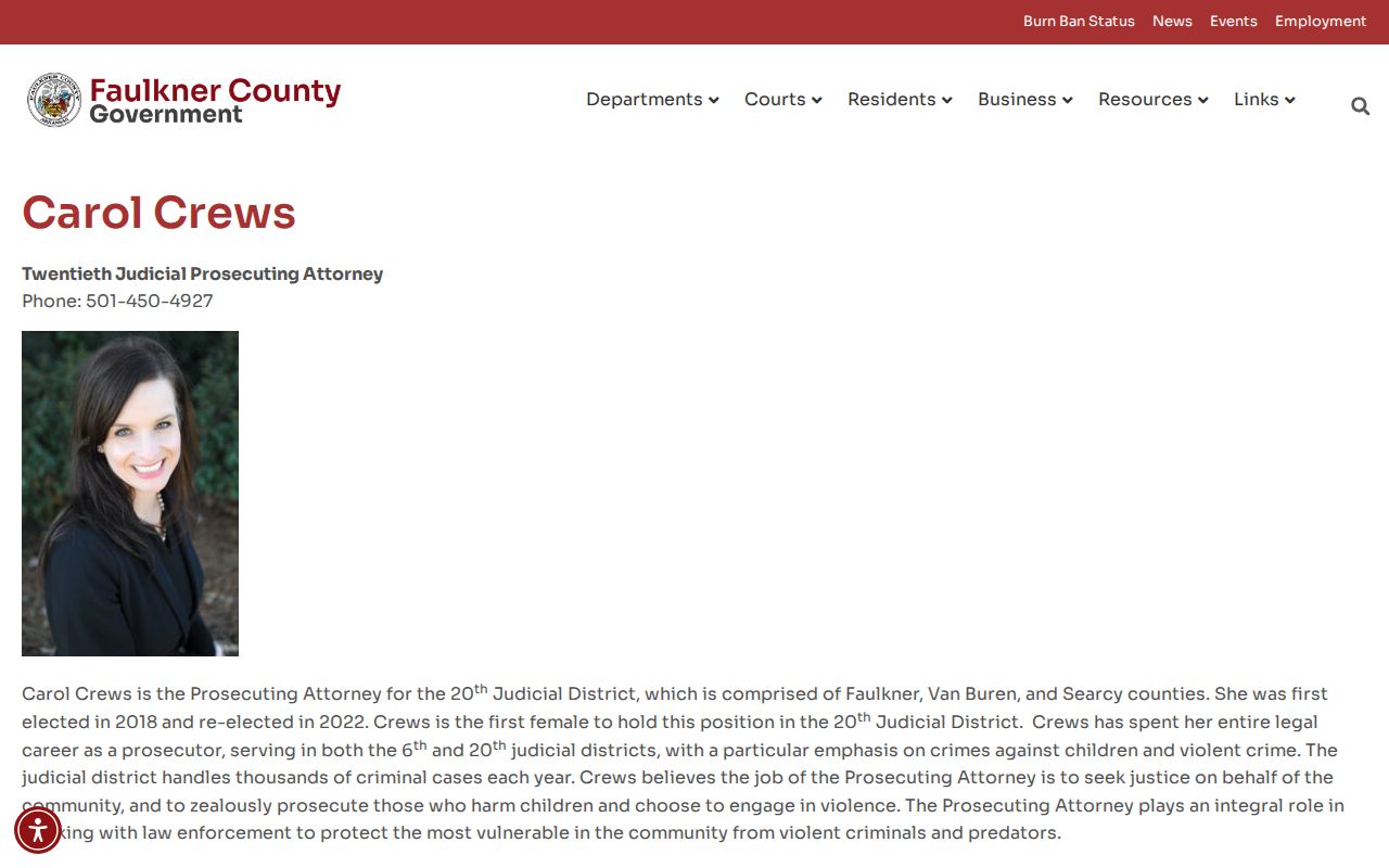 Searcy County criminal court cases prosecutor official biography