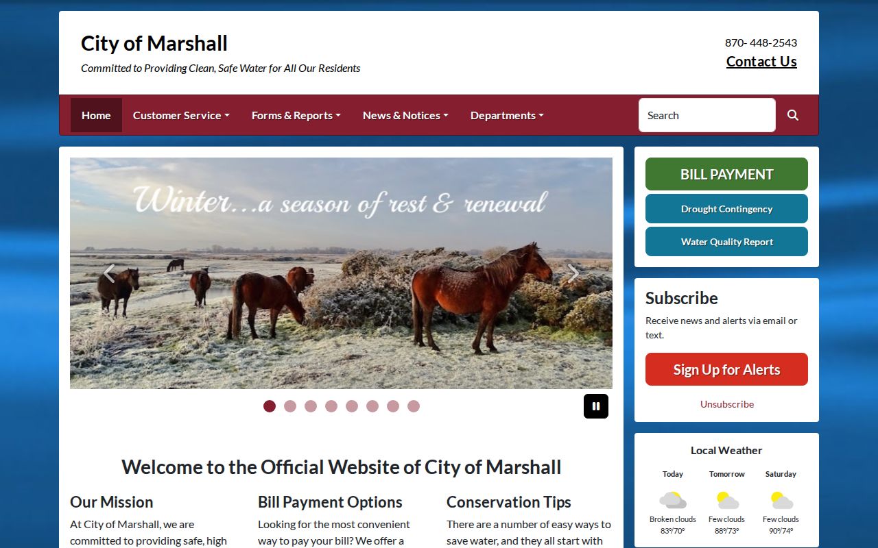 Official Marshall City Hall website and contact information