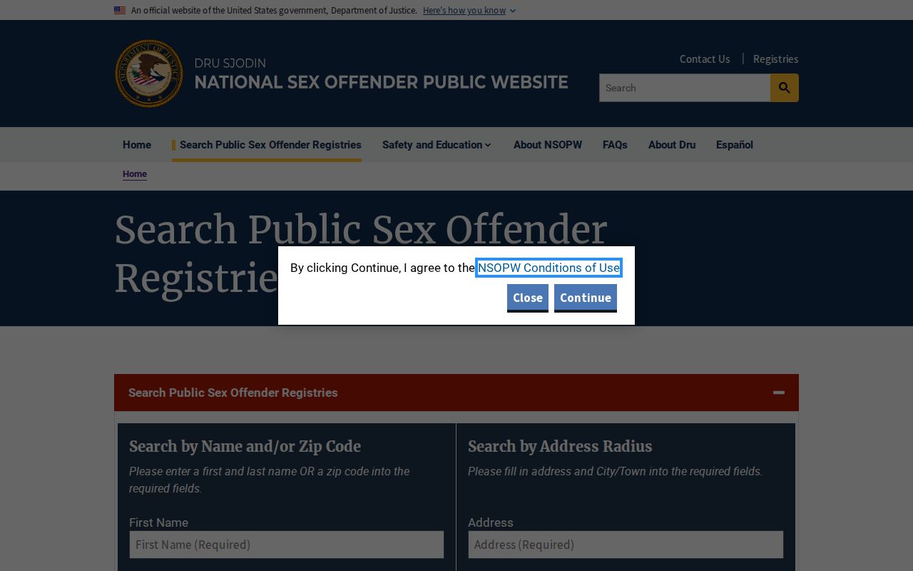 Searcy County sex offender check using the national NSOPW registry search
